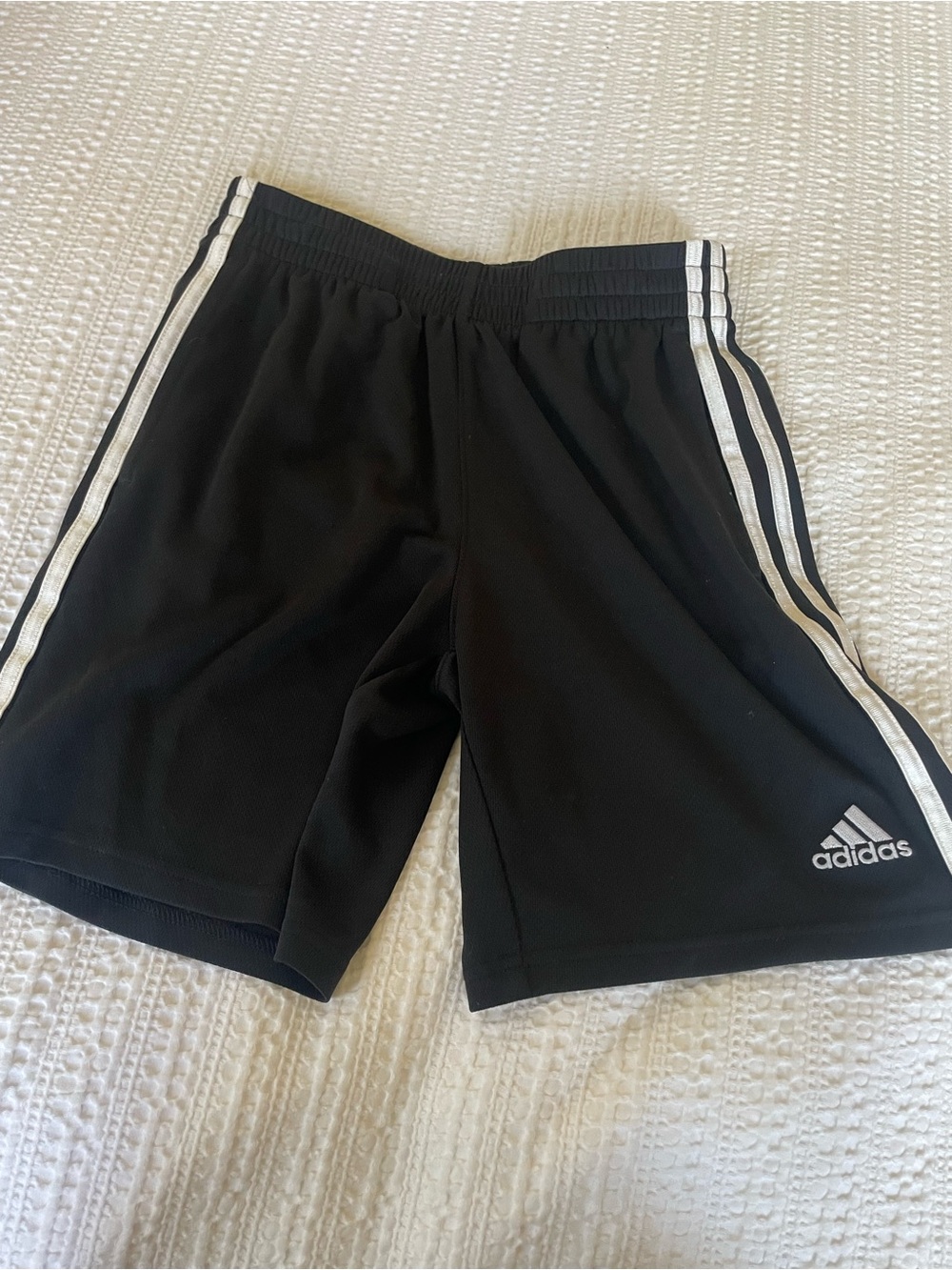 adidas Black Athletic Shorts with White Stripes